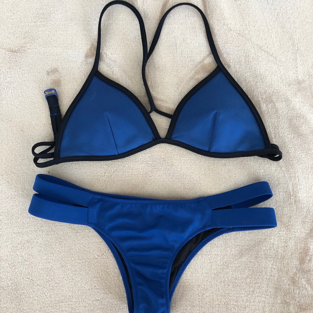 VS PINK ROYAL BLUE BATHING SUIT SET - CHEEKY